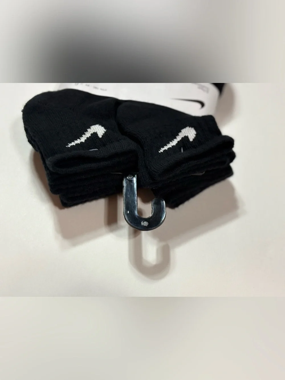 Nike Black Youth Ankle Socks with White Swoosh - 6 Pack